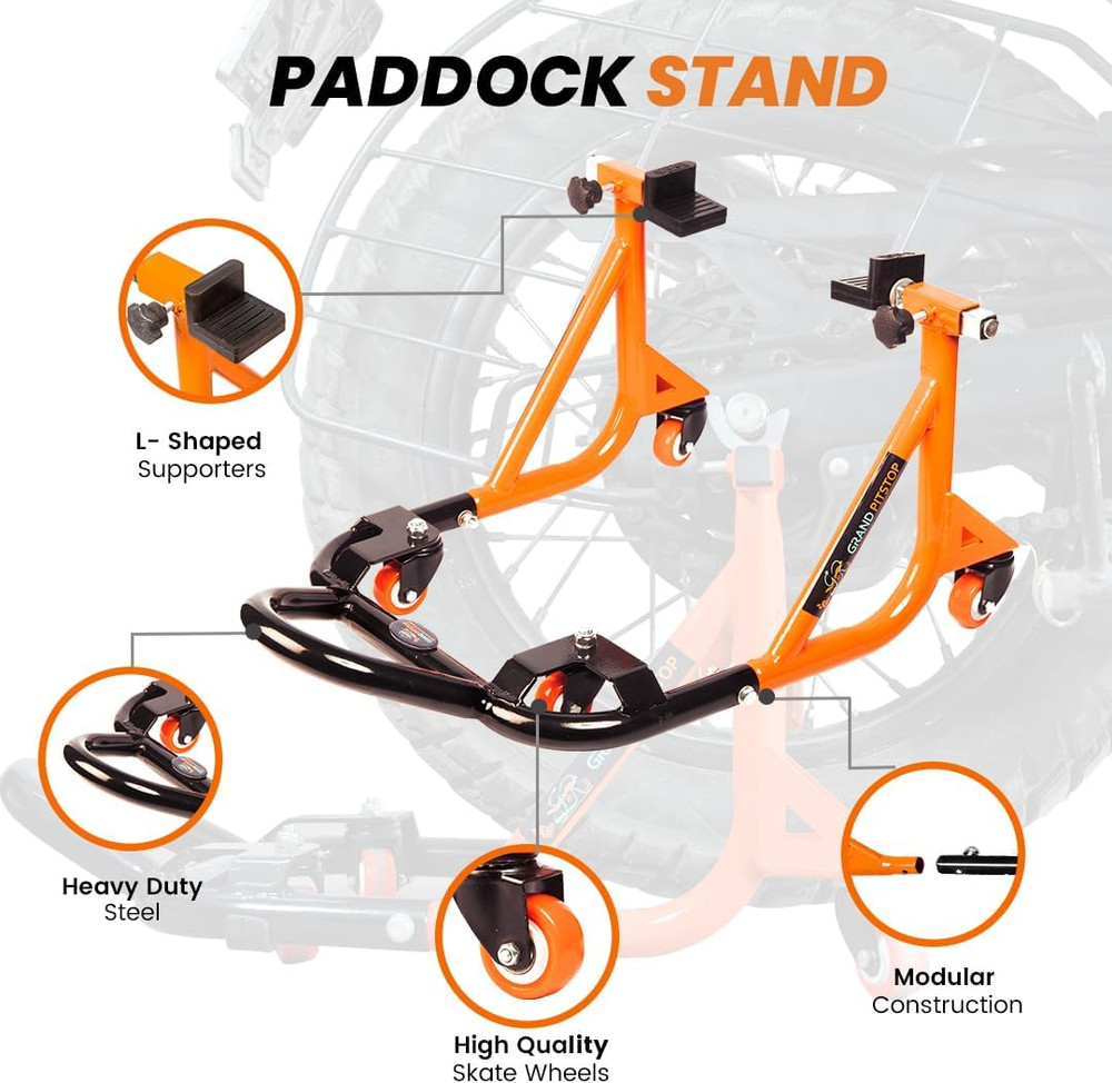 Universal Adjustable Rear Paddock Stand for Motorcycle with Swingarm Rest 360°