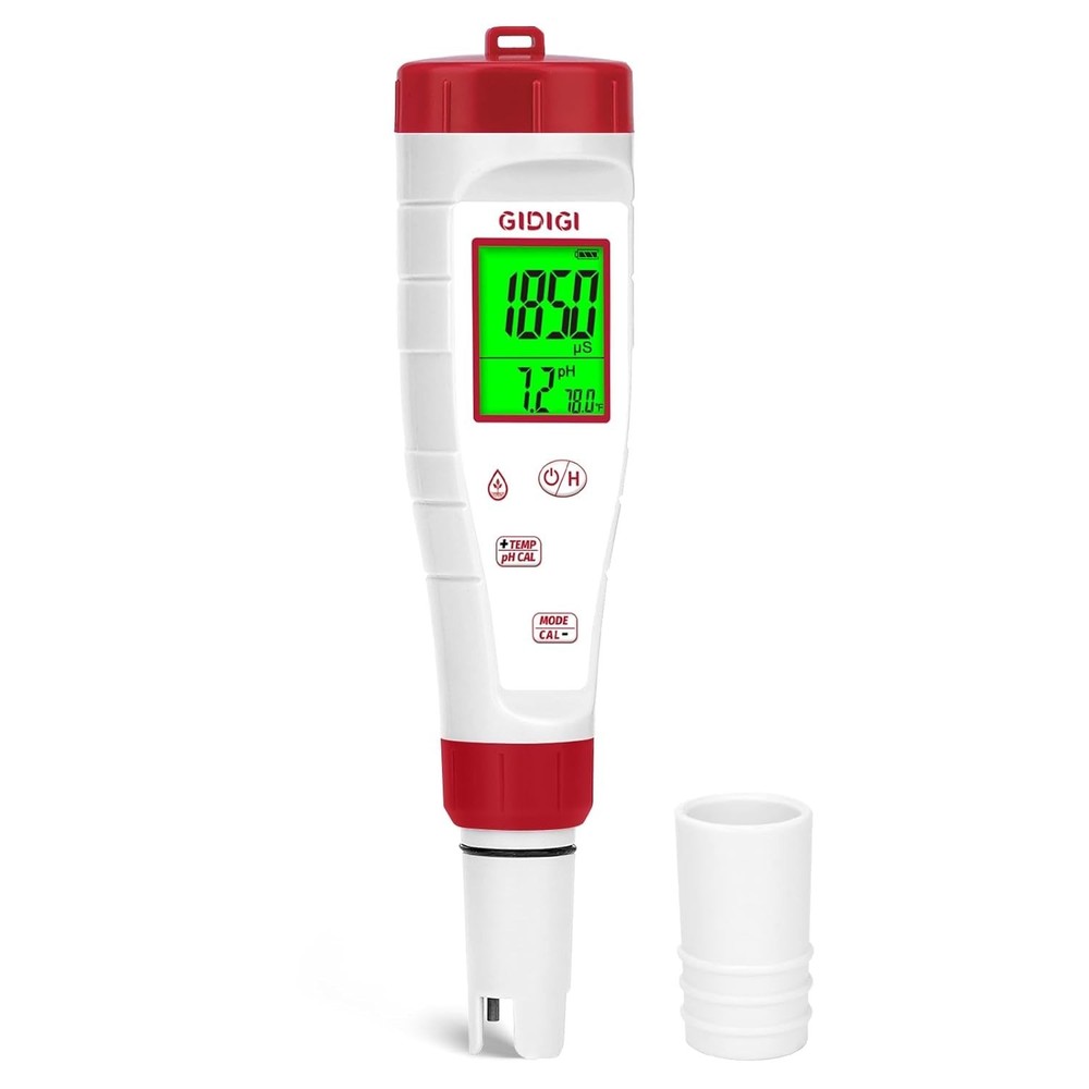 4-in-1 pH Tester with Backlit LCD Screen