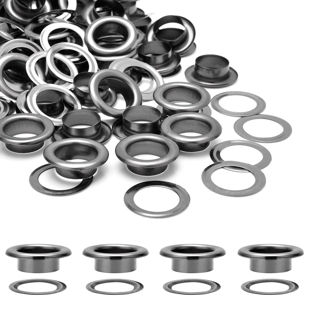 100Sets 1/2 Inch Eyelets Grommets Kit Metal Black