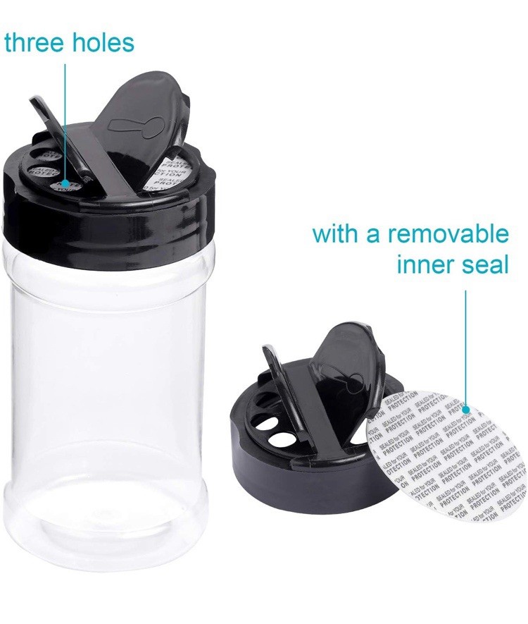 Spice Bottles, Dabacc 6-Pcs 7oz Clear Plastic Container Jars with Lids