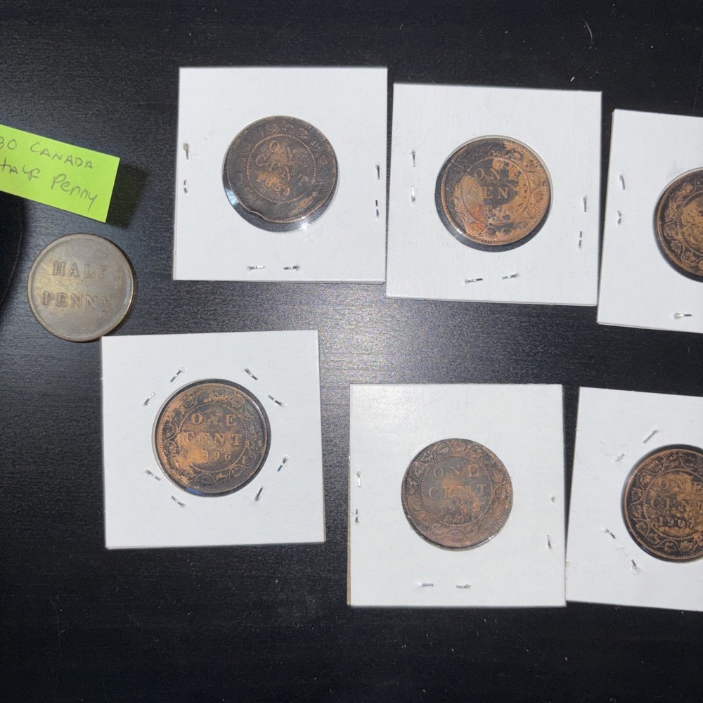 Canada Large Cent 1830-1918 + 3 X 5cent 1 .25 Cent