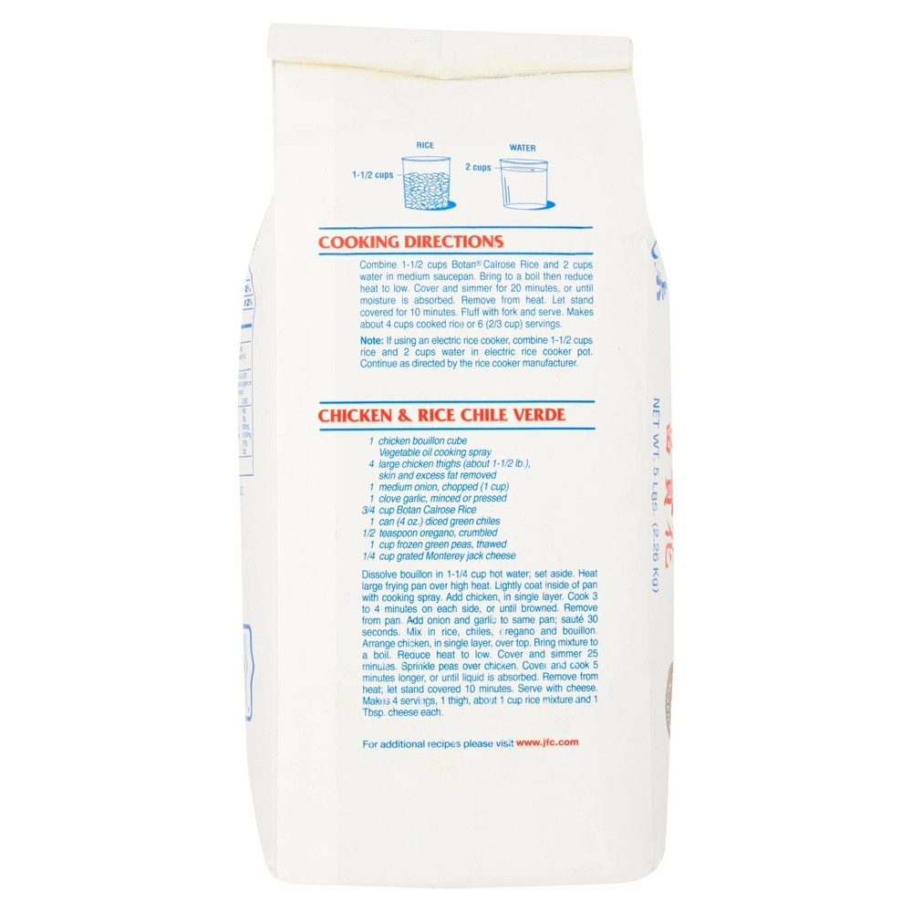 Botan Calrose Rice, 5 lb Bag.