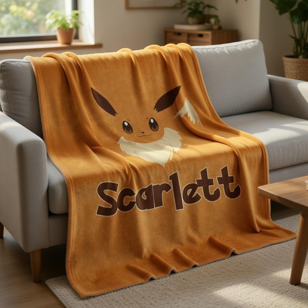Cute Fox Creature Evolution Anime Flannel Blanket Personalized Baby Gift