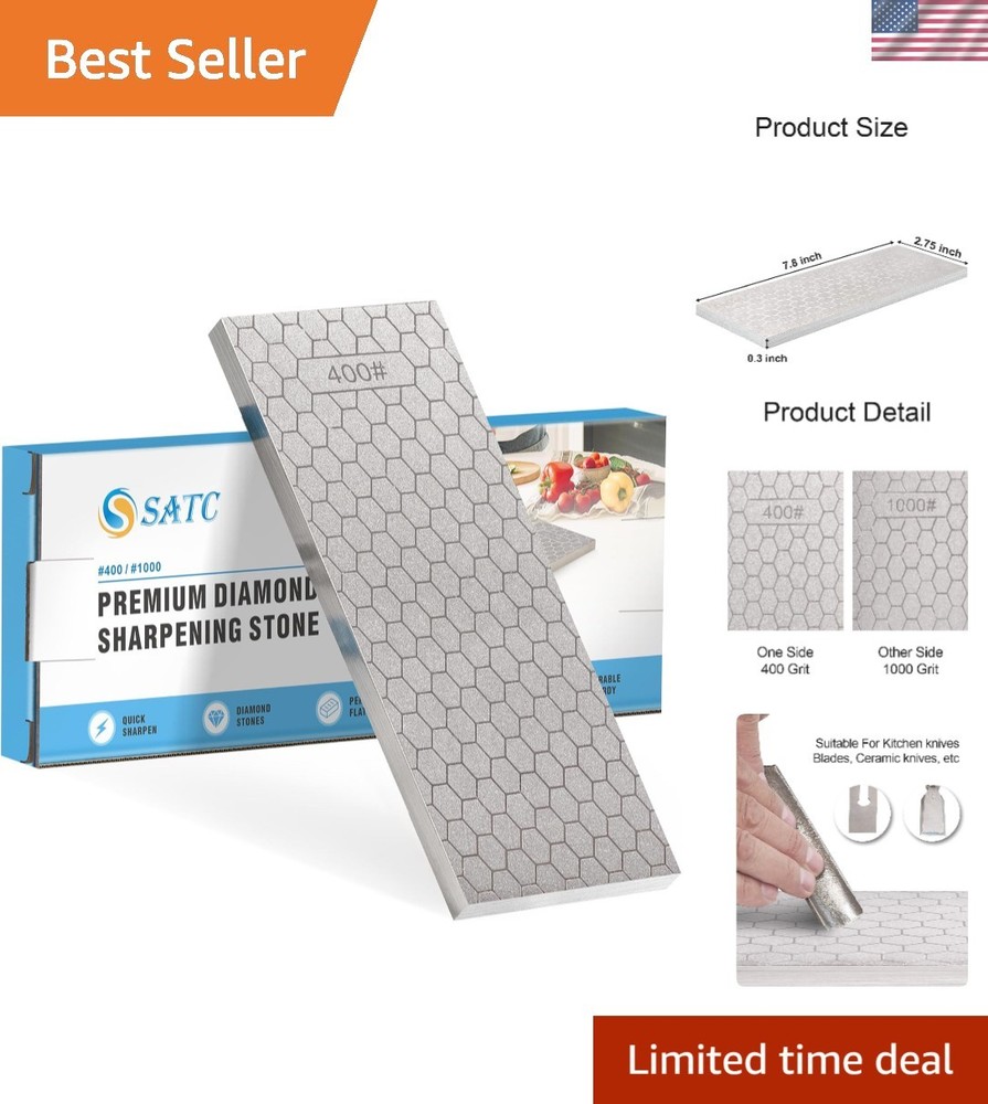 Diamond Sharpening Stone - 8-inch White Coarse & Fine Grit