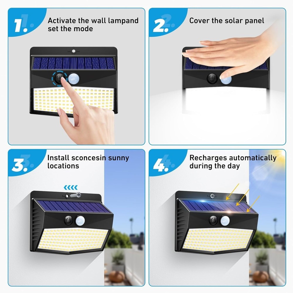 2-Pack Solar Outdoor Motion Sensor Lights - Waterproof & Versatile Illumination