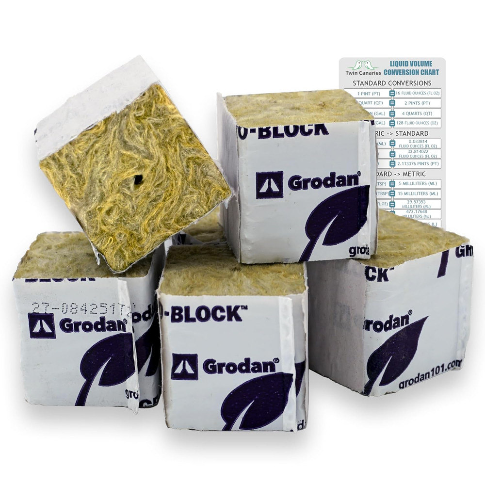 Grodan 1.5" Rockwool Mini Blocks – 45 Pack Rockwool Cubes for Hydroponics, Seed