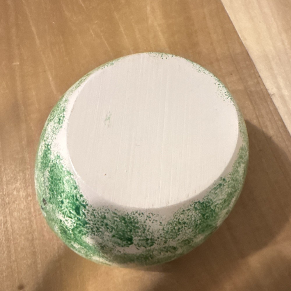 Small Green Speckled Oval Colander, Herb Stripper
