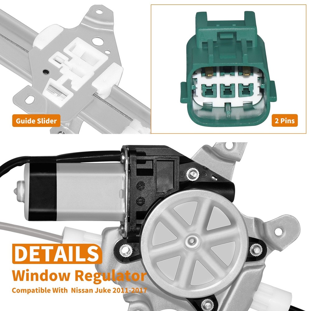 EPChunMi 2 Pins Plug Front Driver Side Left Power Window Regulator for Juke