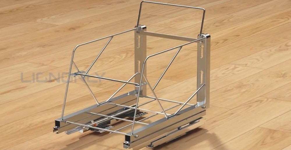 LIONONLY Pull Out Trash Can Rack under Cabinet, under Sink Trash Can