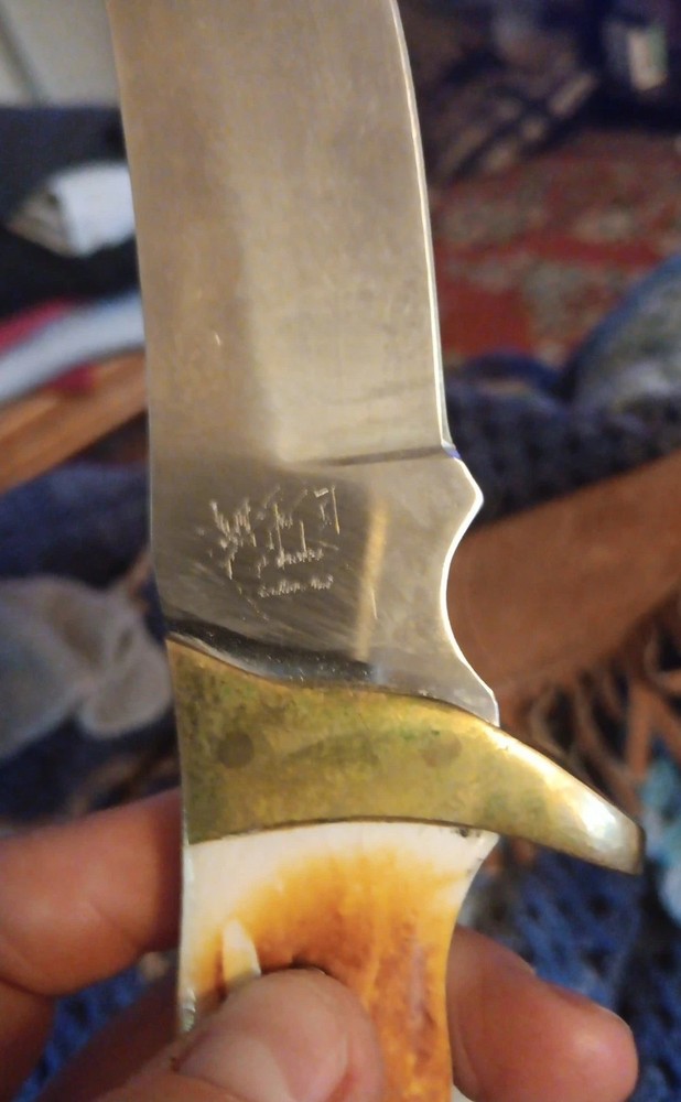 VNTG Jacobs Custom Hunting Knife With Original Sheath. Bone Handle.