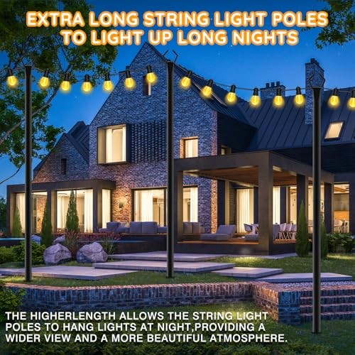 7 Pack String Light Poles,Poles for Outdoor String lights10 Ft 7 Pack-10FT