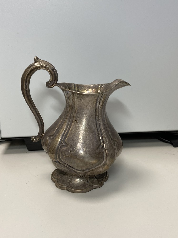 Antique German 12 Loth Silver Cream Pitcher