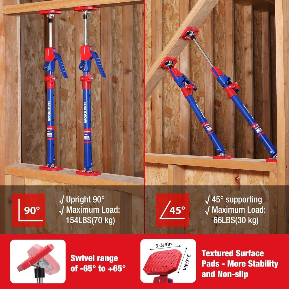 WORKPRO 4PC Cabinet Jack Support Pole Telescopic Quick Support 23-5/8 to 45-1/4"