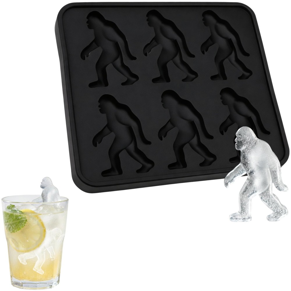 Bigfoot Shape Ice Cube Mold Funny Gift, Silicone Sasquatch Medium, Black