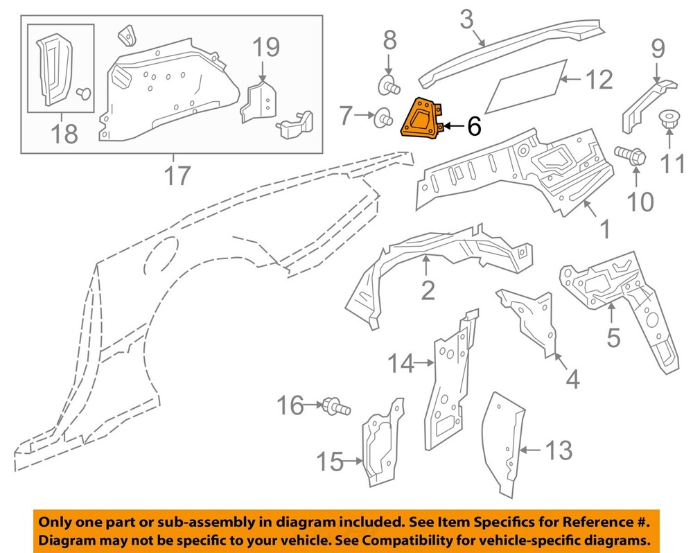 GM OEM 16-24 Camaro Quarter Panel Inner Structure-Front Bracket 23264555