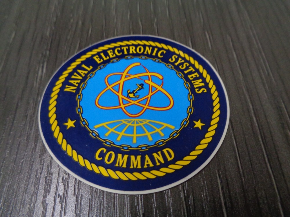 US NAVY STICKER / DECAL NAVAL ELECTRONIC SYSTEMS COMMAND SMALL BLUE WHITE EDGE