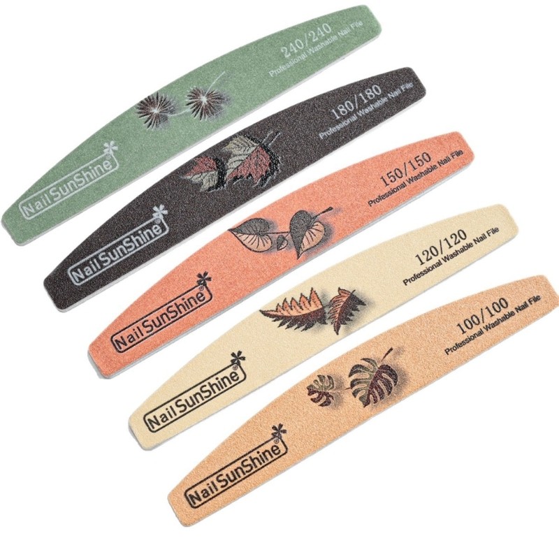 5PCS Nail Emery Boards with Double Side Grit Curved Sanding Tools Precise