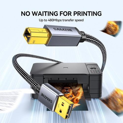 SAMZHE Printer Cable 16FT, USB-A to USB-B Cable, High Speed Nylon 16FT