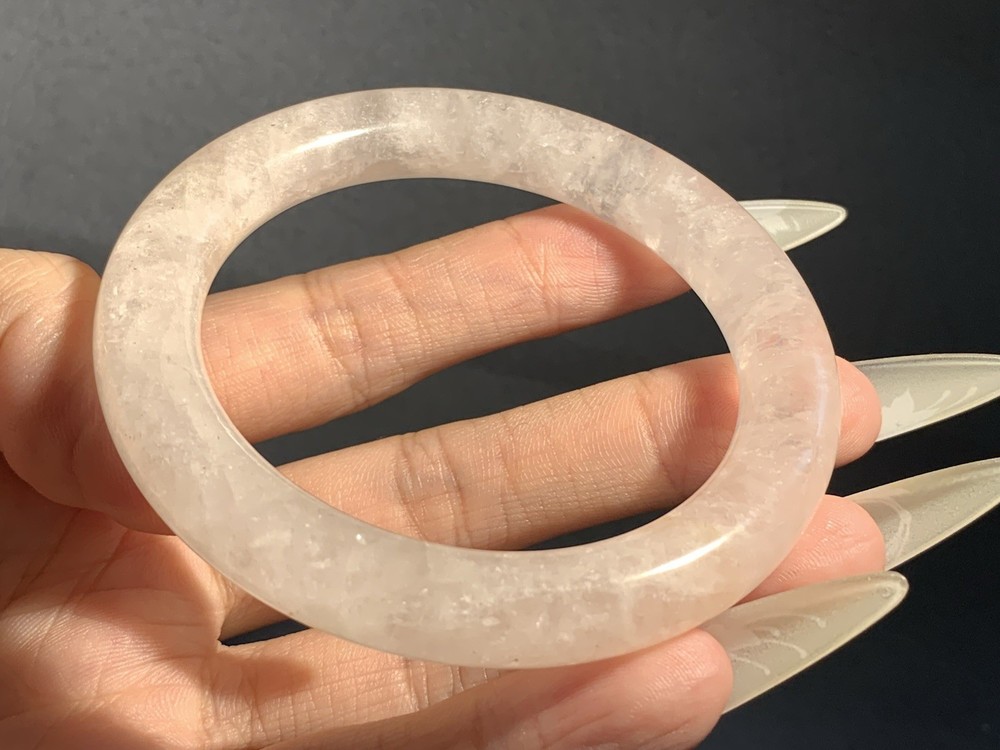 56.3mm Natural Rose Crystal Bangle/hand polished