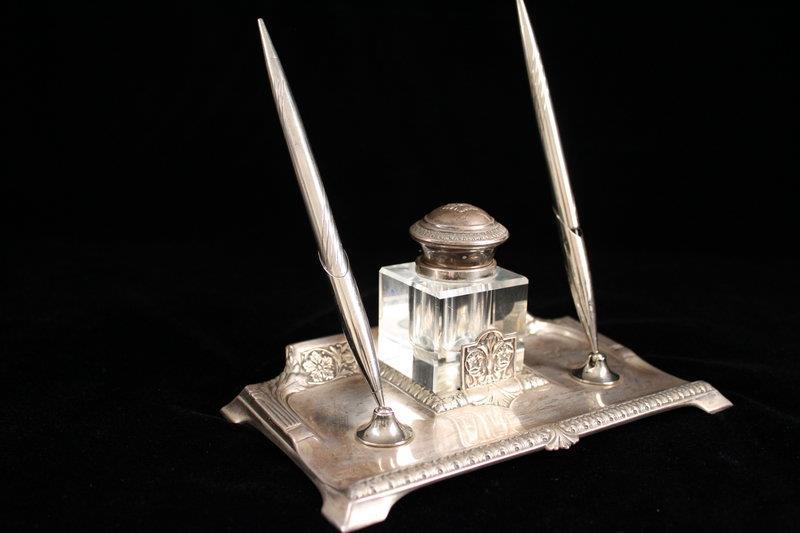 Striking Antique German silver Inkstand, 19th c.