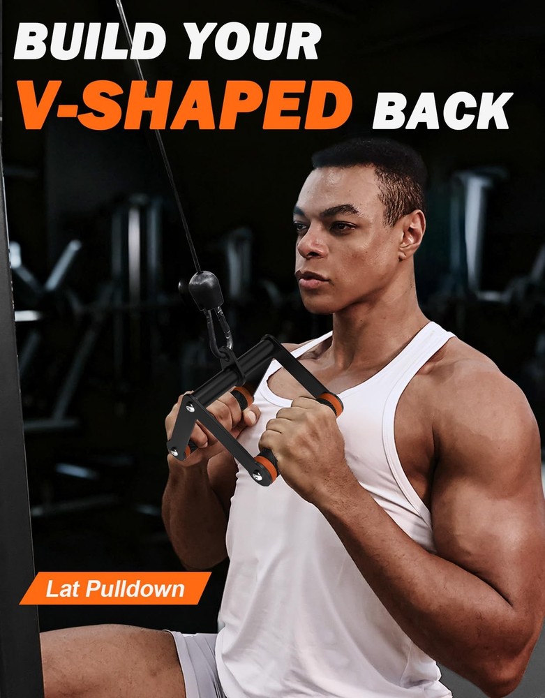 Double D Row Handle Cable Attachment for Gym & Home Workouts, V Bar Cable Att...
