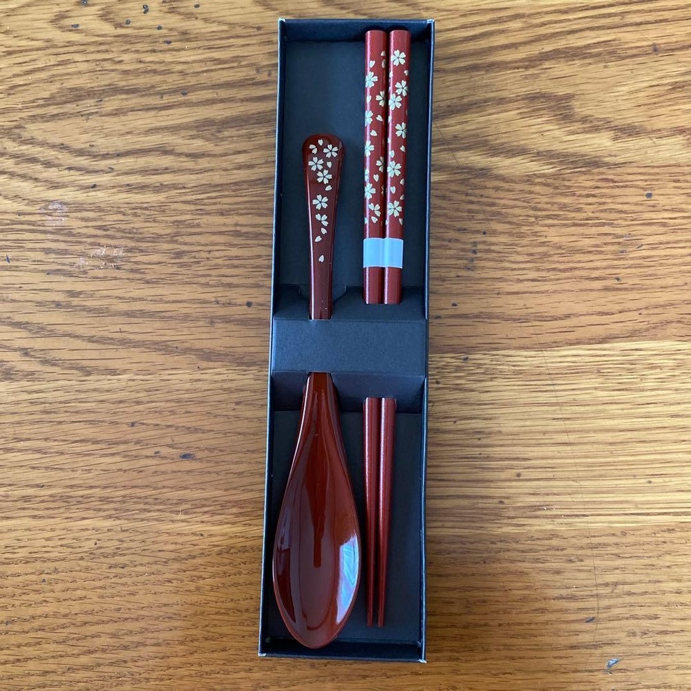 Japanese Tableware Set Sakura Pattern Red Japanese Made