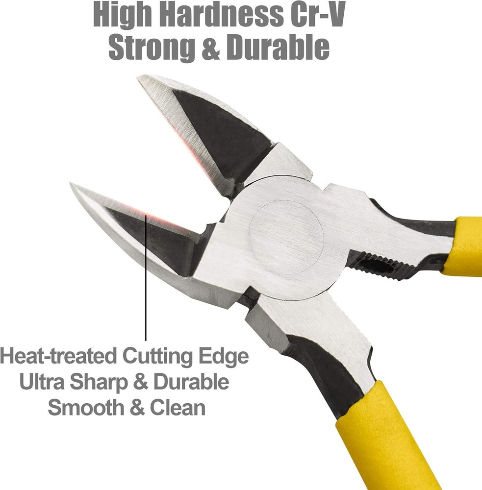 DOWELL Micro Wire Cutter Diagonal Flush Cutters 6 Inch Precision Side Yellow