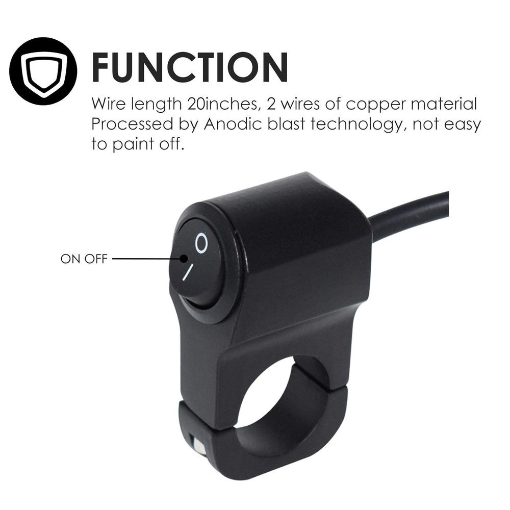 Weather-Resistant 12V Push Button Handlebar Switch for Motorcycle & ATV Lighting