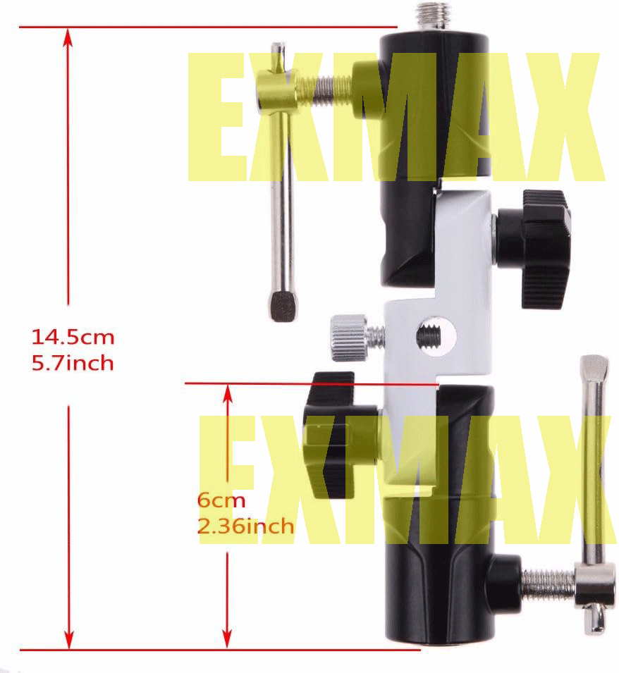 EXMAX Full Aluminum U-Bracket Fixed position in three direction for Camera Flash