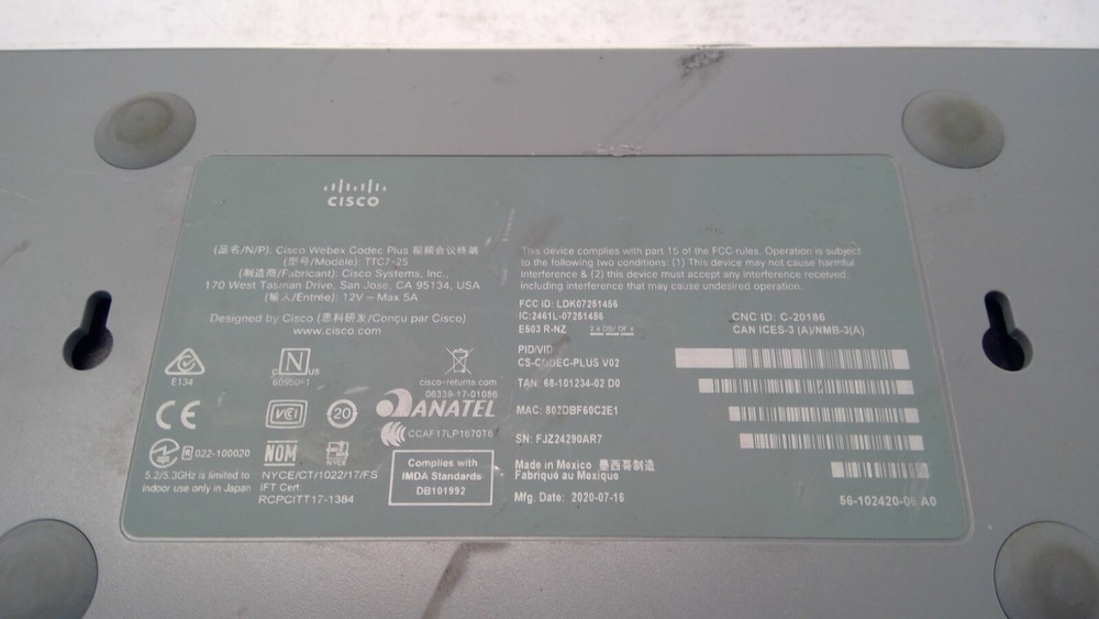 LOT OF 2Cisco Webex Codec Plus TTC7-25 Video Conference CS-CODEC-PLUS NO ADAPTER