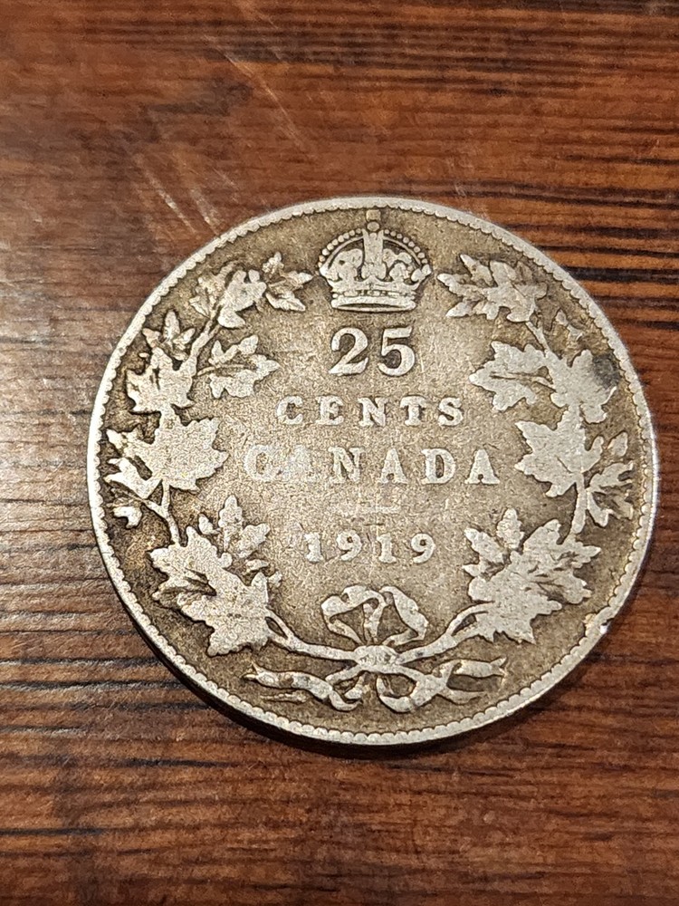 1919 Canada 25 Cents Silver Coin