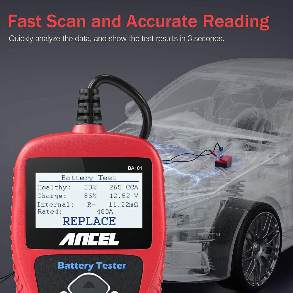 ANCEL BA101 12V Car Battery Load Tester 100~2000CCA Analyzer with Protective Bag