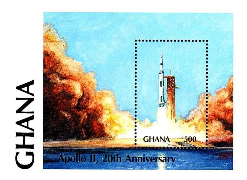 🚀 GHANA 1989 SPACE ROCKET / APOLLO PROJECT S/S  MNH 🚀