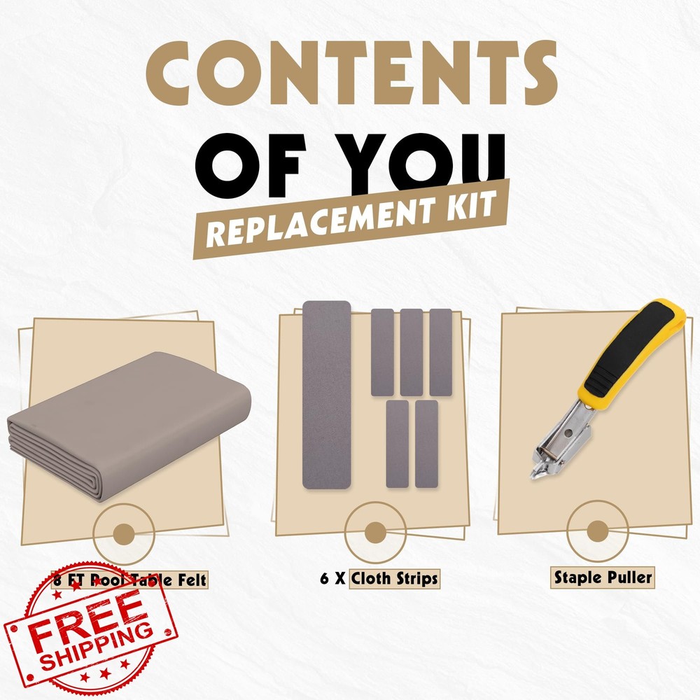 Pool Table Felt Cloth Billiard Replacement Kit with Strips Staple Remover