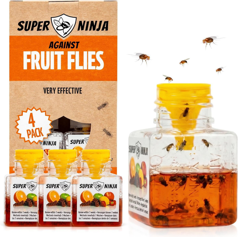 Fruit Fly Traps for Indoors - 4 Pack, Highly Effective Fruit Fly Catcher for Ind