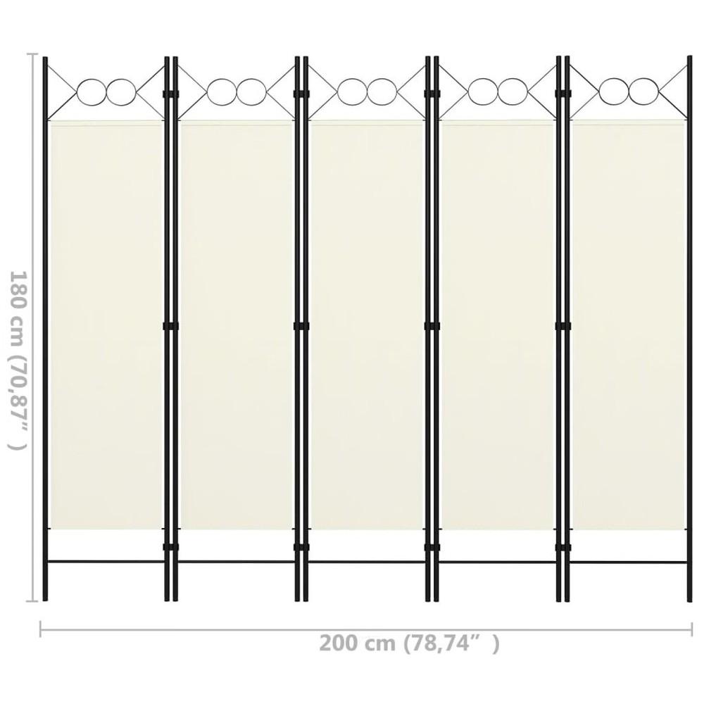 5-Panel Room Divider White 78.7"x70.9"
