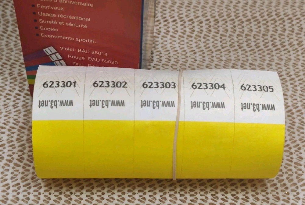 Sicurix Security Wristbands Sequentially Numbered Yellow 100ct.