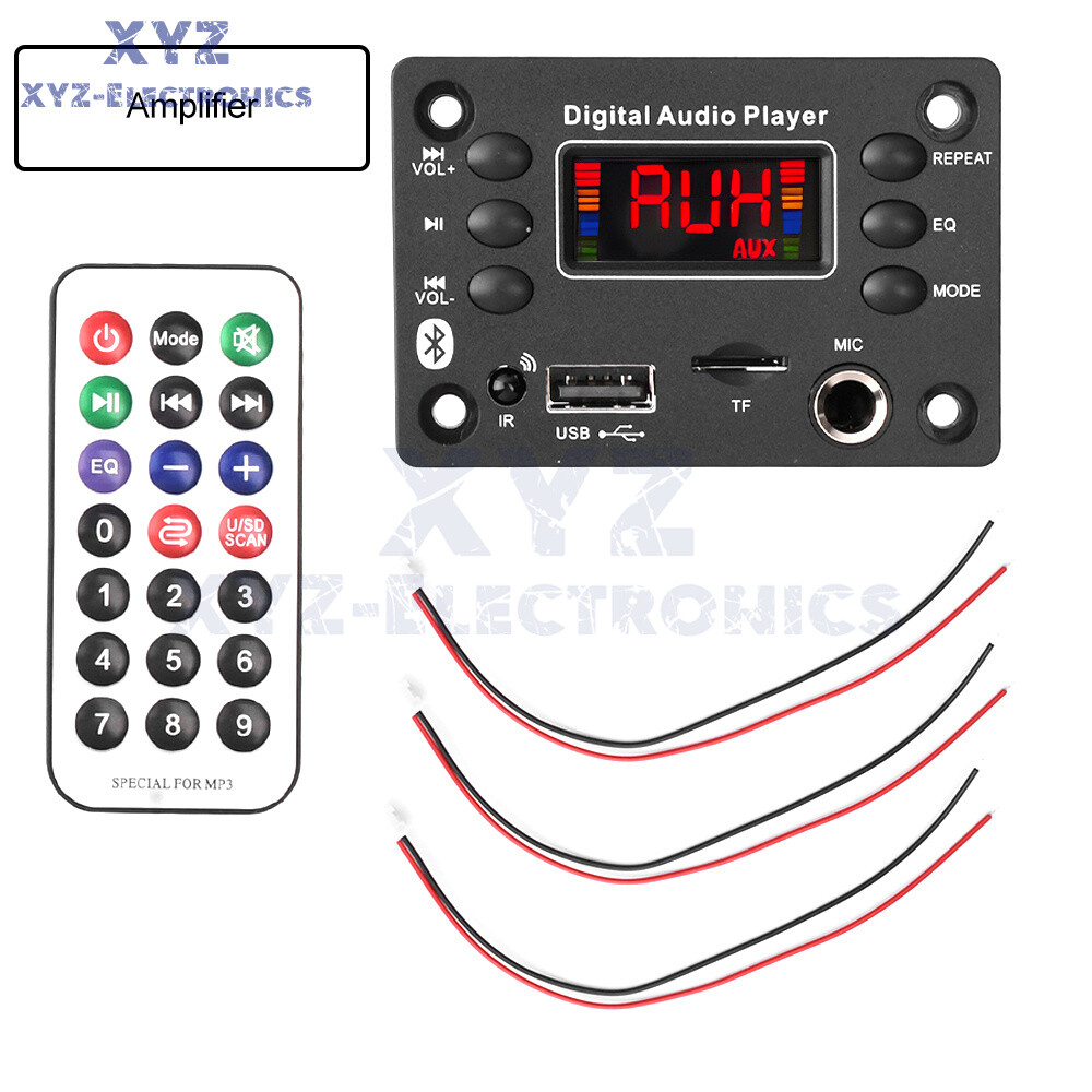 DC7-16V Bluetooth MP3 Decoder Board Car Audio Microphone USB FM Player Speaker