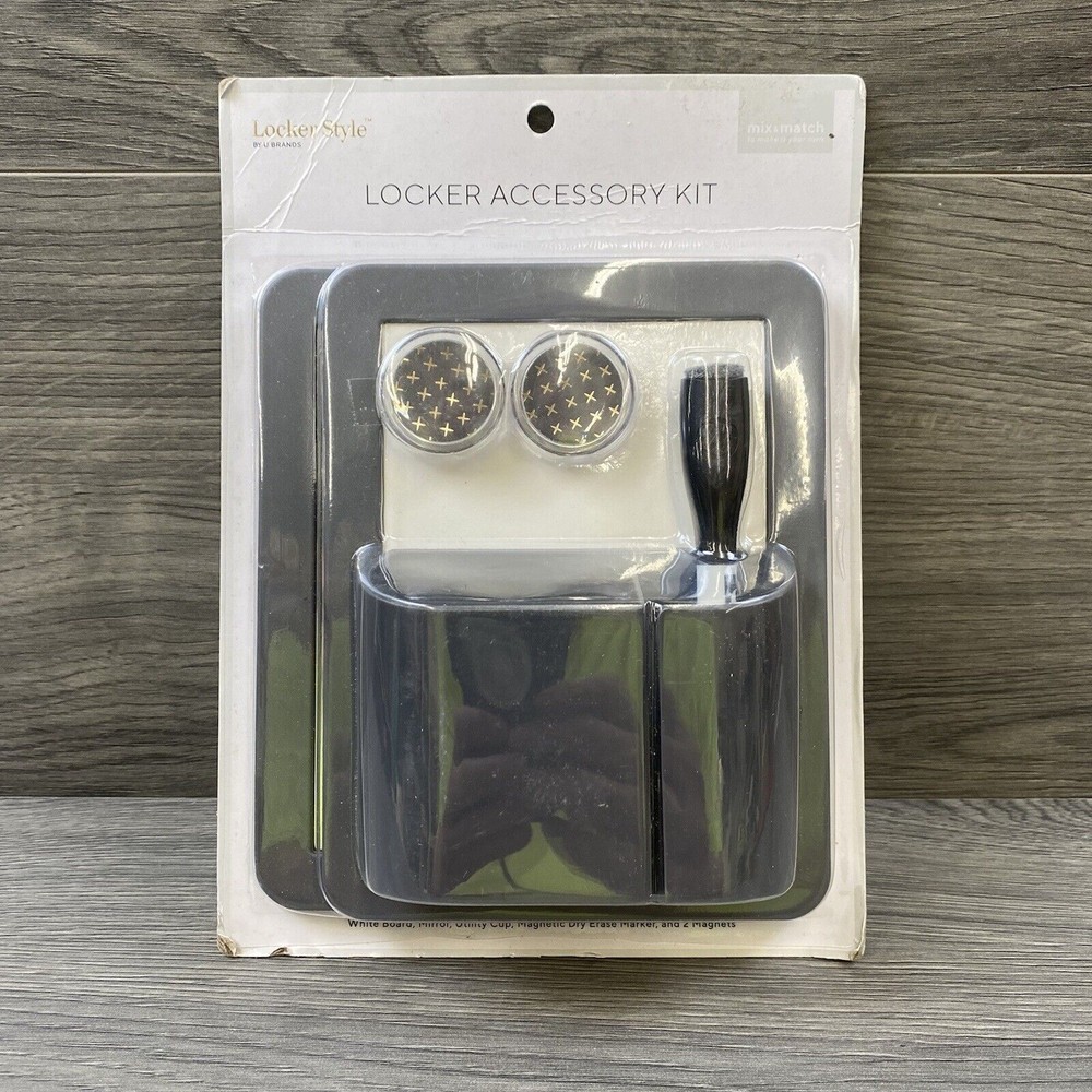 Locker Style 6pc Locker Accessory Kit Grey Magnetic White Board Door Notes
