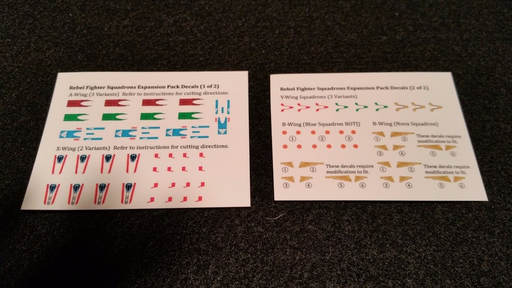 Star Wars Armada Decals for REBEL SQUADRONS Expansion Pack