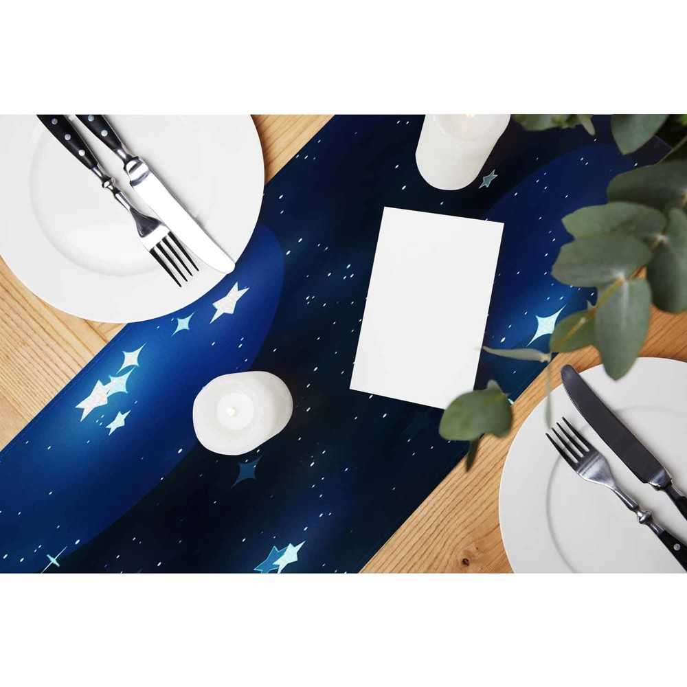 Table Runner Navy Blue Starry SkyCotton Linen Table Runner Decoration for Kit...