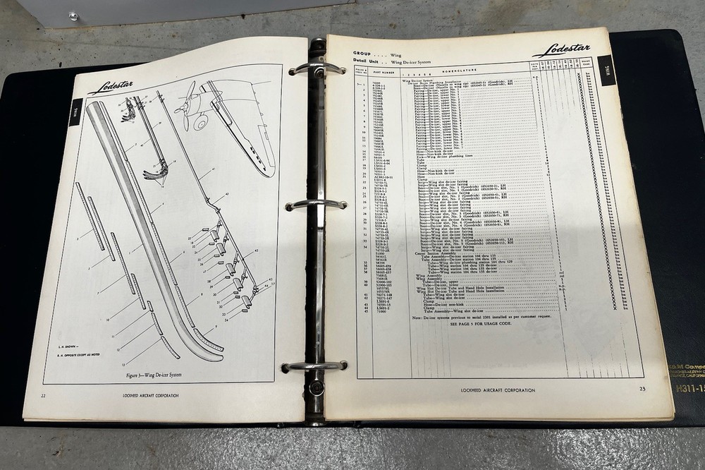 Lockheed Lodestar Model 18 Maintenance Parts Catalog-Original