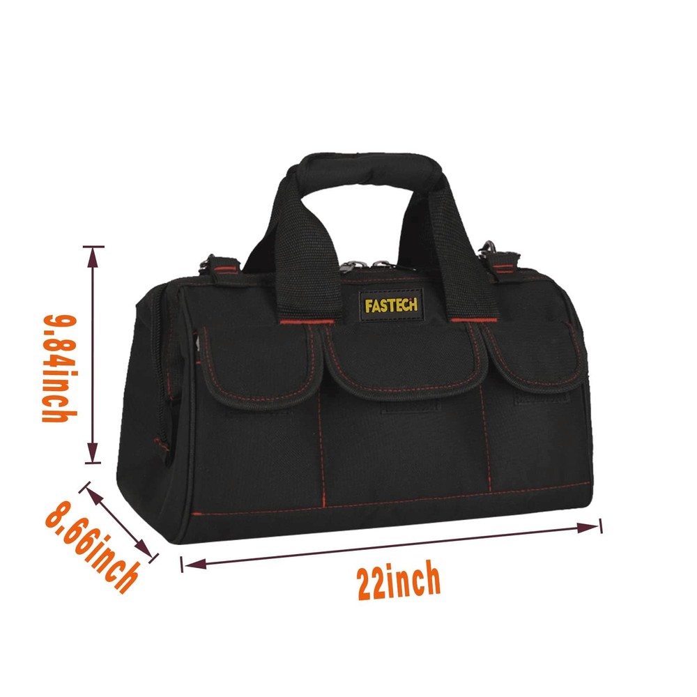 FASTECH 22-Inch Wide Mouth Tool Bag: Heavy Duty Organizer & Storage Solution