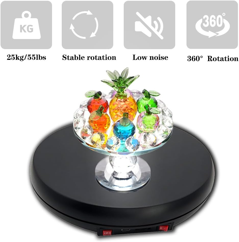 Multicolor LED Light Motorized Rotating Display Stand , 10 Inch /55Lbs Load, 360