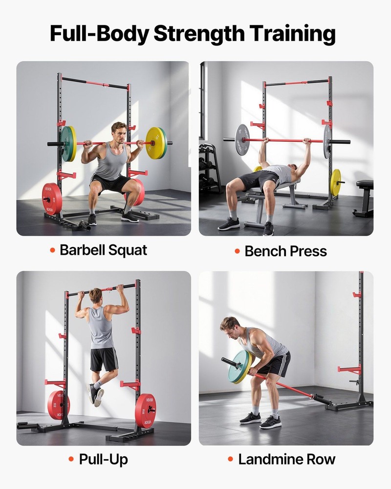 Adjustable Power Rack: Squat, Bench, Pull-Up, Landmine & Safety Bars