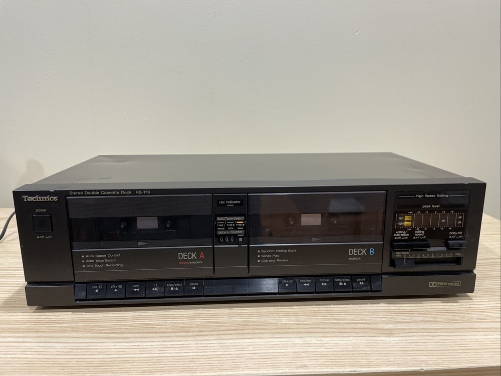 Technics RS-T16 Stereo Double Cassette Deck w/ Power Cable Tested Working