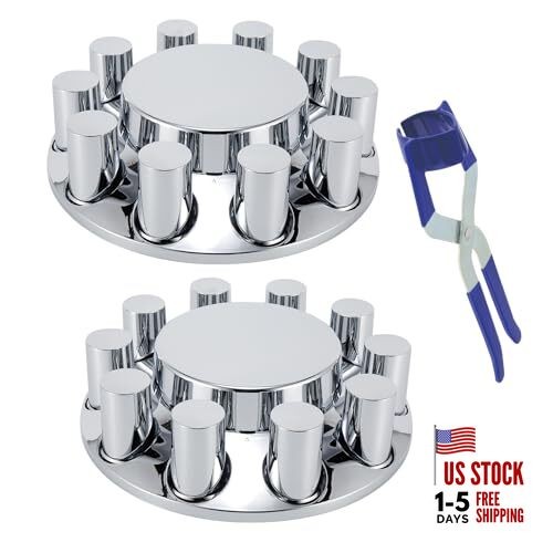 ABS Chrome Plastic Front Axle Cover Kits with 33mm Thread-on 2 Set Flat Top