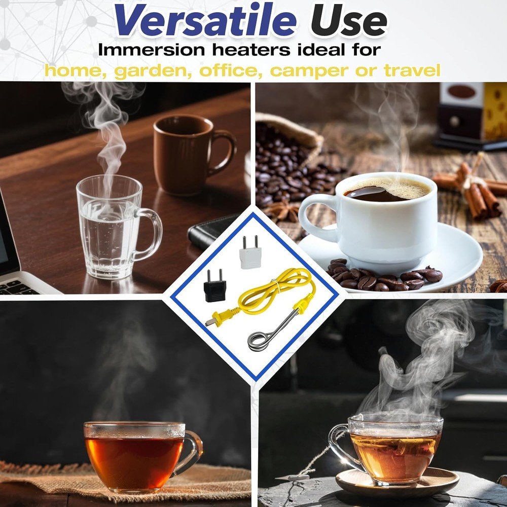 2-Pack Portable Immersion Heater Kit - 120V-300W,240V-600W, Instant Water Heater