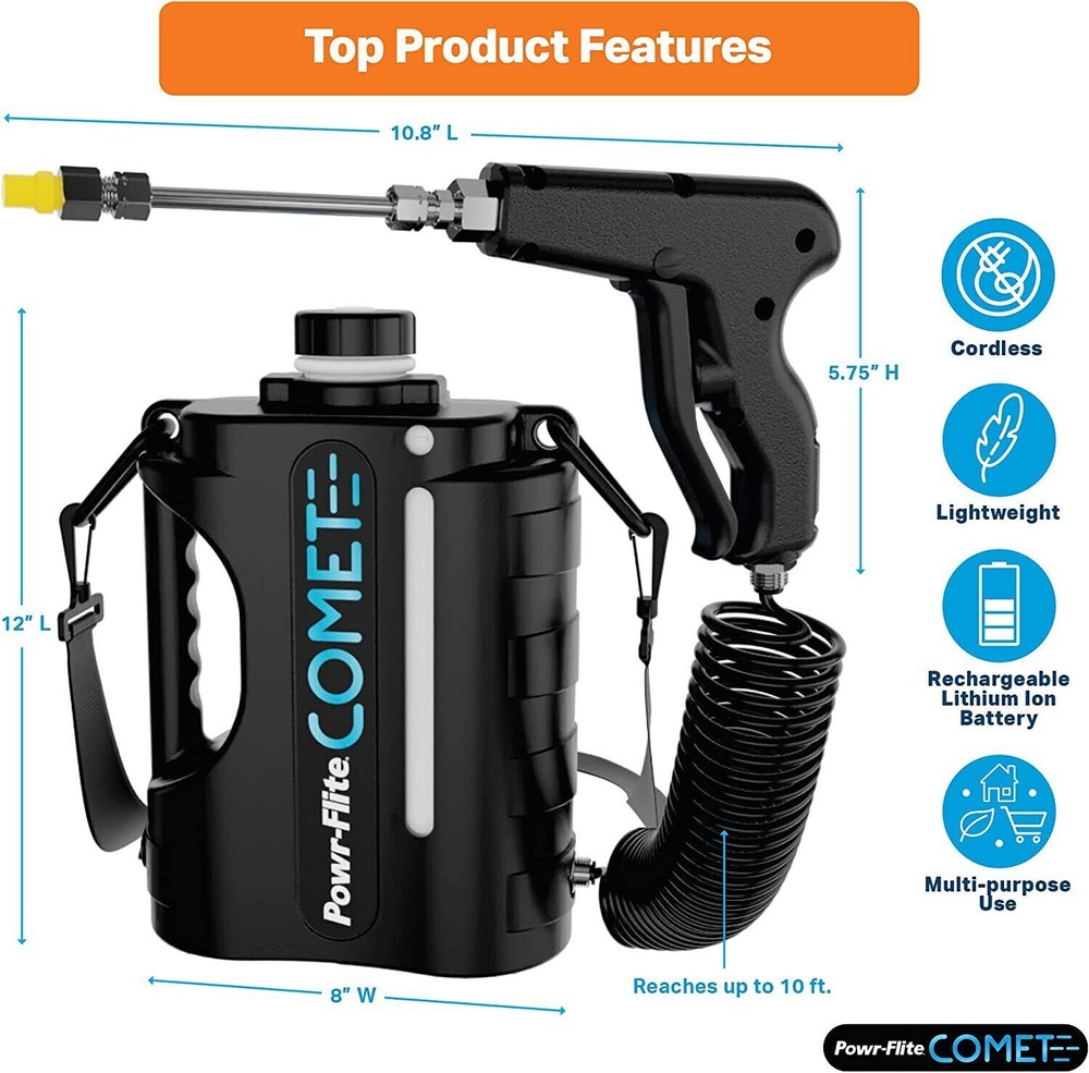 Comet Multipurpose Battery-Operated Sprayer by Powr-Flite Micron Atomizer NEW