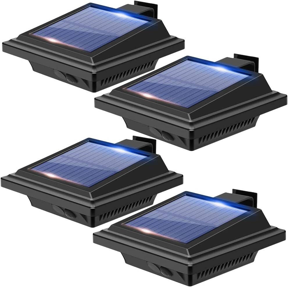 4Pcs 40LEDs Solar Light Sensor Lights for Gutter Fence Pathway Security Lamps
